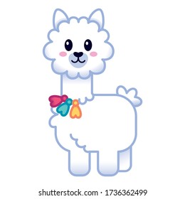 Vector Peru Kawaii Cute Cartoon Alpaca Stock Vector (Royalty Free ...