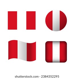 Vector Peru National Flag Icons Set