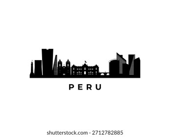 Skyline von Vektor Peru. Reisen Sie Peru berühmte Wahrzeichen. Geschäfts- und Tourismuskonzept für Präsentation, Banner, Website.
