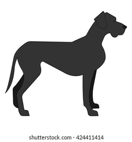 Vector. Pet. Big dog. Flat. Man's best friend. German dog standing on white background. 