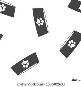 Vector pet bowl icon seamless pattern on a white background.