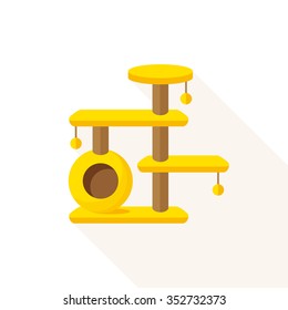 vector pet cat tree / kitten playground, toy / layers, floors / yellow on white