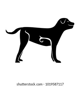 Vector pet Dog flat black. Abstract dog silhouette