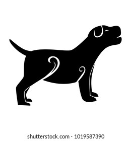 Vector pet Dog flat black. Abstract dog silhouette 