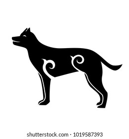 Vector pet Dog flat black. Abstract dog silhouette 