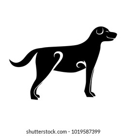 Vector pet Dog flat black. Abstract dog silhouette 