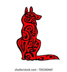 Vector pet Dog  logo, icon, print isolated on white background. Year of dog symbol 2018. Abstract black and red dog silhouette