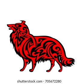 Vector pet Dog  logo, icon, print isolated on white background. Year of dog symbol 2018. Abstract black and red dog silhouette