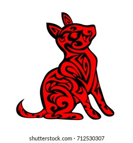 Vector pet Dog  logo, icon, print isolated on white background. Year of dog symbol 2018. Abstract black and red dog silhouette