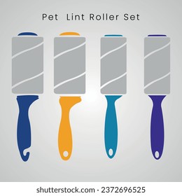 	
vector pet lint roller set. sticky lint roller. 