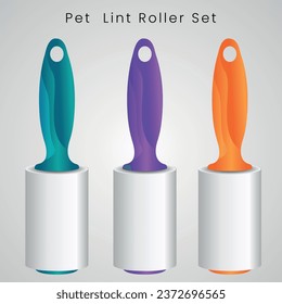 	
vector pet lint roller set. sticky lint roller. 