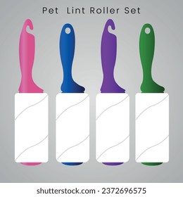 	
vector pet lint roller set. sticky lint roller. 