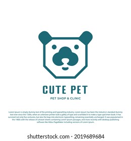 Vector pet logo simple design. Dog head minimalist vector with outline style isolated on white background for pet shop or orthers