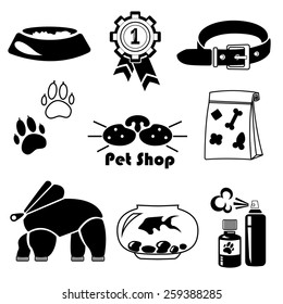 Vector pet shop icon set .