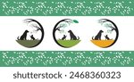 Vector Pet Shop logo design template. Modern animal icon label for store, veterinary clinic, hospital, shelter, business services. Flat illustration background with dog and cat.