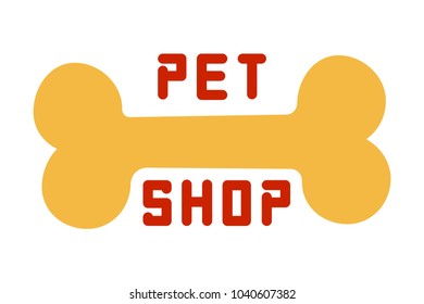 Vector pet shop poster design. Vector banner, logo design elements for zoo shop, pets care, food and goods for animals. EPS 10