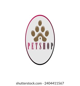 Vector pet shop sign, oval shape suitable for use in pet shops, veterinary clinics and others