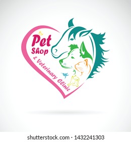Vector of pet shop and veterinary clinic on a white background. Pet. Animals., Pet shop logo or icon. Easy editable layered vector illustration.