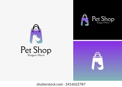 Vector pet tools shop store animal care logo design template