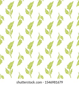 Vector petal green leafs stripes seamless pattern background on white surface