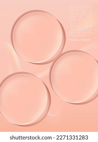 Vector Petri Dish or Glass Plate under sunlight 3D Illustration for Beauty and Healthcare Poster, Product Packaging, or Advertisement Background.
