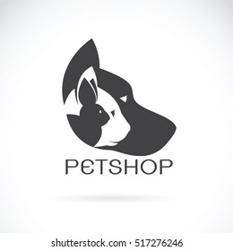 Vector of pets design on black background. Petshop, Dog, Cat, Rabbit, Animal Logo. Easy editable layered vector illustration. Pet group.