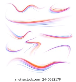 Vector pgn glitter light fire flare trace. Abstract image of speed motion on the road. Speed of light concept png background.