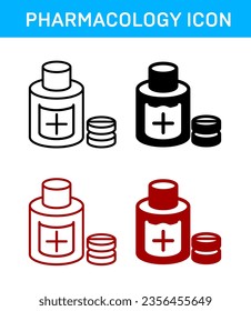 VECTOR PHARMACOLOGY ICON IN STROKE AND FILL AND COLOR VERSION