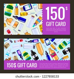 Vector pharmacy medicine bottles discount or gift voucher templates illustration