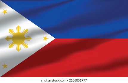 Vector Philippines Flag Waving Realistic Flowing Flags