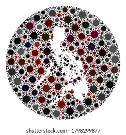 Vector Philippines map collage of covid-2019 virus. Infection attacks the lockdown territory from external zone. Stencils circle Philippines map collage composed with infection parts.
