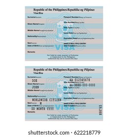 Vector Philippines passport visa sticker template in flat style