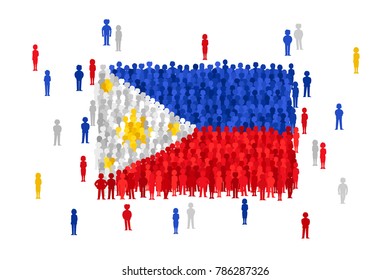 Vector Philippines state flag formed by crowd of cartoon people