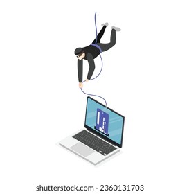 vector phishing isometric icons set with cyber crime symbols isolated vector illustration