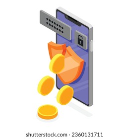 iconos isométricos de phishing vectorial fijados con símbolos de ciberdelito ilustración vectorial aislada
