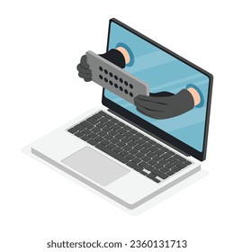 Vektorgrafik-Icons mit Symbolen der Cyberkriminalität einzeln auf Vektorgrafik
