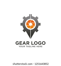 Vector phography gear design logo template. Its good simple logo, icon, symbols your brand or company. Logo photographer, photography worker, studio photo and etc. Photo Gear Logo.