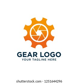 Vector phography gear design logo template. Its good simple logo, icon, symbols your brand or company. Logo photographer, photography worker, studio photo and etc. Photo Gear Logo.