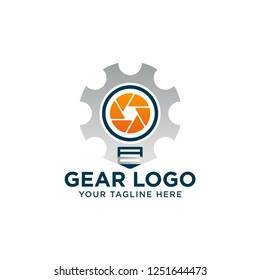 Vector phography gear design logo template. Its good simple logo, icon, symbols your brand or company. Logo photographer, photography worker, studio photo and etc. Photo Gear Logo.
