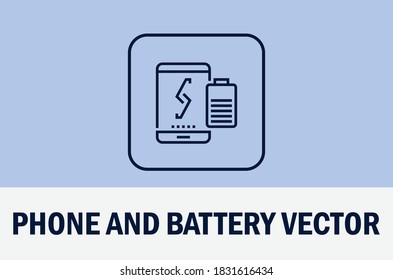 Vector of phone and battery icon isolated on pastel color background. For designer.