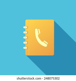 Vector Phone Book Icon. Long Shadow Effect