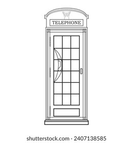 Vector Phone Box and Telephone Booth coloring page