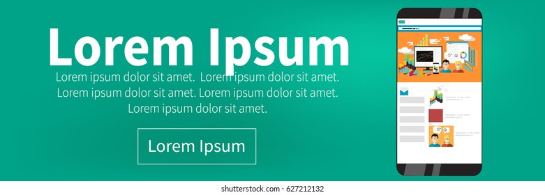 Vector Phone with business applications on a screen. Set of  of business data analytics, finance statistics, web search analysis, database research. -stock vector