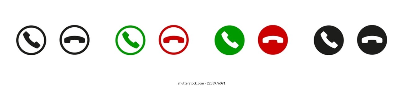 Vector phone buttons. Accept call and decline handset button. Isolated on white background. Stock vector. EPS 10 