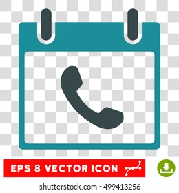 Vector Phone Calendar Day EPS vector pictograph. Illustration style is flat iconic bicolor soft blue symbol on a transparent background.