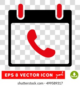 Vector Phone Calendar Day EPS vector icon. Illustration style is flat iconic bicolor intensive red and black symbol on a transparent background.