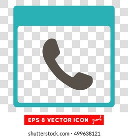 Vector Phone Calendar Page EPS vector icon. Illustration style is flat iconic bicolor grey and cyan symbol on a transparent background.