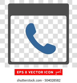 Vector Phone Calendar Page EPS vector pictogram. Illustration style is flat iconic bicolor cobalt and gray symbol on a transparent background.