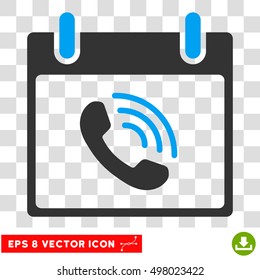 Vector Phone Call Calendar Day EPS vector icon. Illustration style is flat iconic bicolor blue and gray symbol on a transparent background.