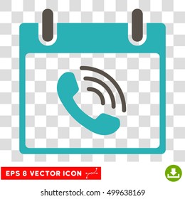 Vector Phone Call Calendar Day EPS vector icon. Illustration style is flat iconic bicolor grey and cyan symbol on a transparent background.